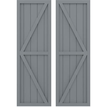 Americraft 5-Board Wood 2 Equal Panel Frmd Board-n-Batten Shutters W/ Dubl Z-Bar, ARW102BF518X62CHH